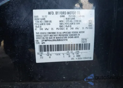 2018 Ford Edge Sel from USA, damaged, VIN 2FMPK4J99JBB22316